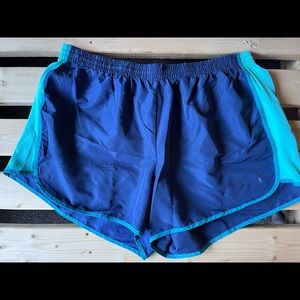 Blue and teal running workout athletic shorts plus size